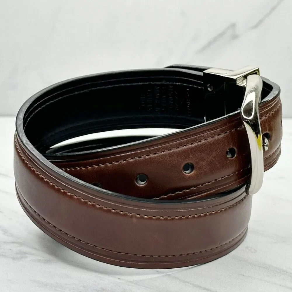 Chaps Black and Brown Faux Leather Reversible Belt Size Small S Kids Youth
